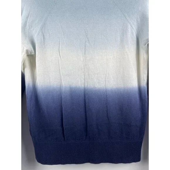 Minnie Rose Women's Small Cashmere Blend Ombre Dip Dye Beachy V-Neck Sweater - Picture 7 of 10